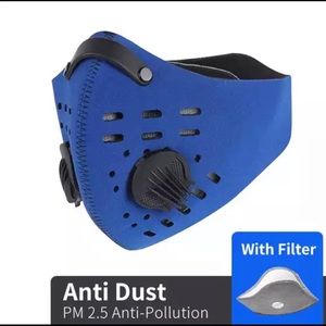 Blue face mask with PM 2.5 filter